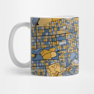 San Francisco Map Pattern in Blue & Gold Mug